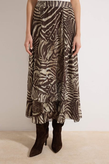 Trendyol Modest Damen Braun Animal-Print Maxi Ausgestellt Rock A-Linie Modest Röcke - Image 2