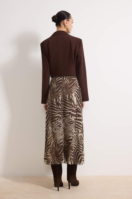 Trendyol Modest Damen Braun Animal-Print Maxi Ausgestellt Rock A-Linie Modest Röcke - Image 3