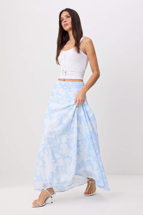 TRENDYOLMİLLA Damen Blau Geblümt Maxi A-Linie Röcke - Image 1