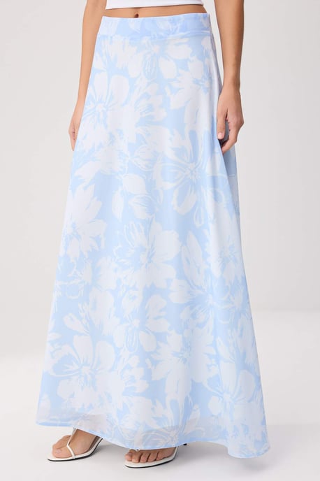 TRENDYOLMİLLA Damen Blau Geblümt Maxi A-Linie Röcke - Image 2