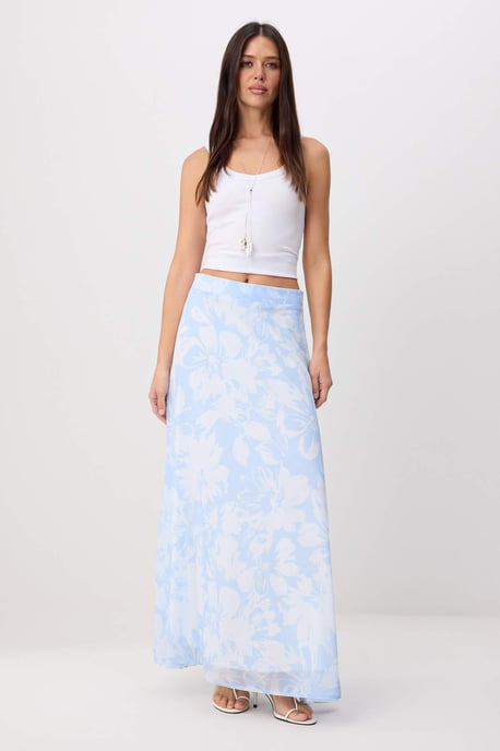 TRENDYOLMİLLA Damen Blau Geblümt Maxi A-Linie Röcke - Image 4