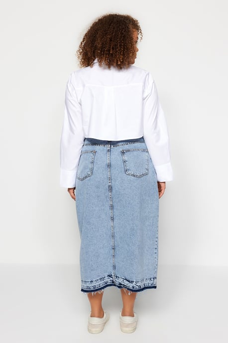 Trendyol Curve Damen Blau Einfarbig Maxi A-Linie A-Linie Große Größen Röcke - Image 4