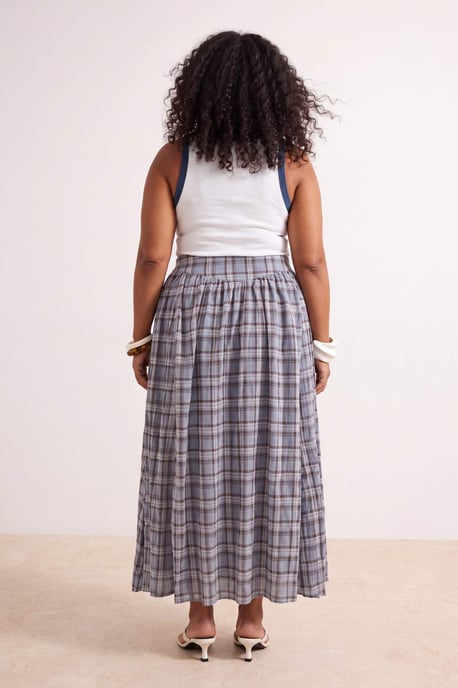 Trendyol Curve Damen Ecru Kariert Maxi Große Größen Röcke - Image 3