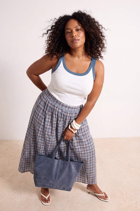 Trendyol Curve Damen Ecru Kariert Maxi Große Größen Röcke - Image 6