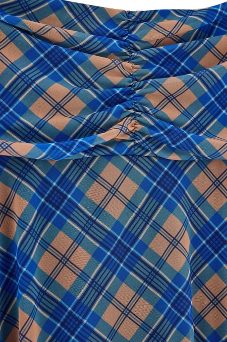 Trendyol Curve Damen Blau Kariert Maxi Asymmetrisch Große Größen Röcke - Image 3