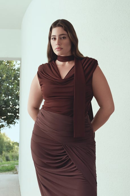 Trendyol Curve Damen Braun Einfarbig Maxi Bleistift Rock Große Größen Röcke - Image 5