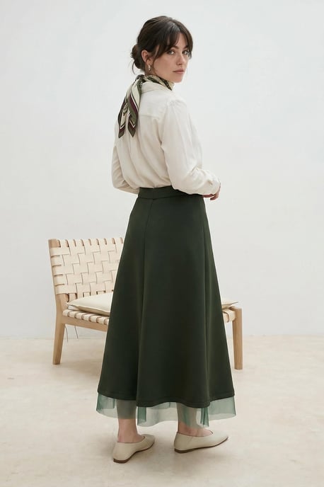 Trendyol Modest Damen Khaki Einfarbig Maxi Modest Röcke - Image 2