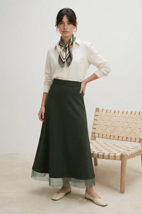 Trendyol Modest Damen Khaki Einfarbig Maxi Modest Röcke - Image 6