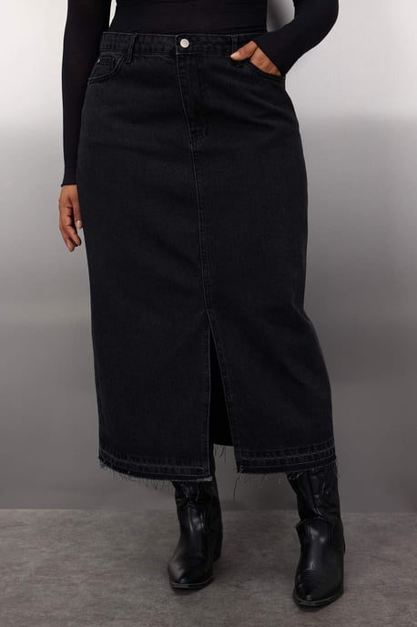 Trendyol Curve Damen Schwarz Einfarbig Maxi A-Linie A-Linie Große Größen Röcke - Image 2