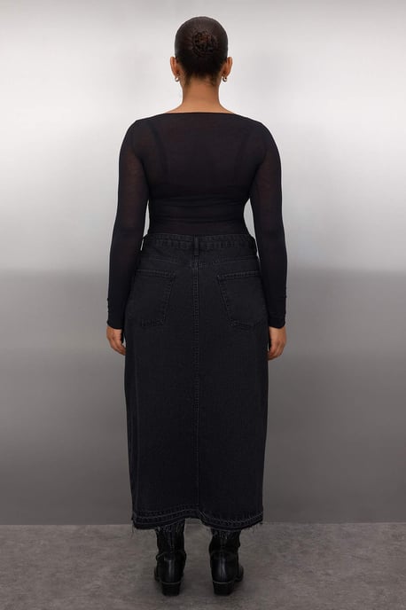 Trendyol Curve Damen Schwarz Einfarbig Maxi A-Linie A-Linie Große Größen Röcke - Image 3