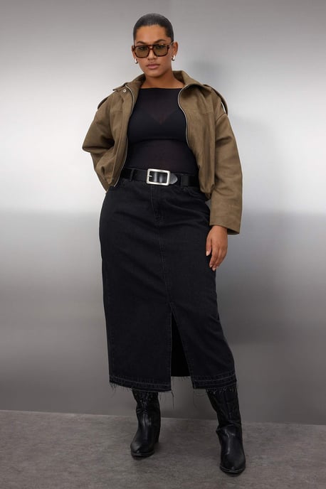Trendyol Curve Damen Schwarz Einfarbig Maxi A-Linie A-Linie Große Größen Röcke - Image 6