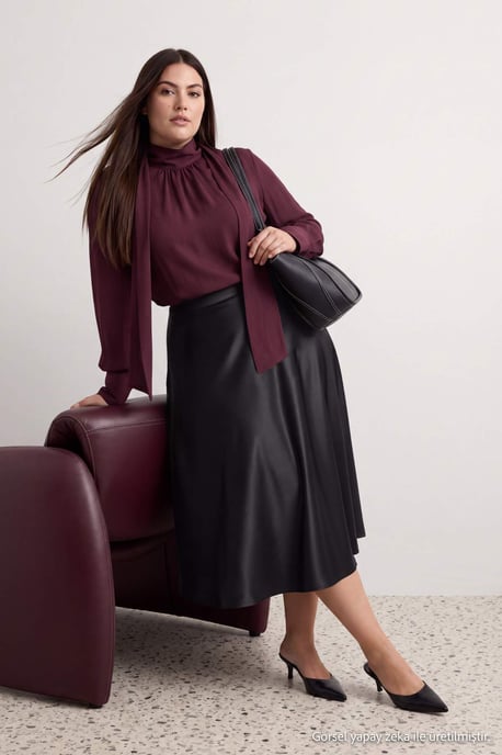 Trendyol Curve Damen Schwarz Einfarbig Maxi Große Größen Röcke - Image 1