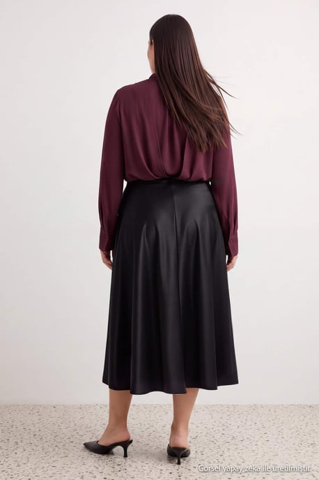 Trendyol Curve Damen Schwarz Einfarbig Maxi Große Größen Röcke - Image 2