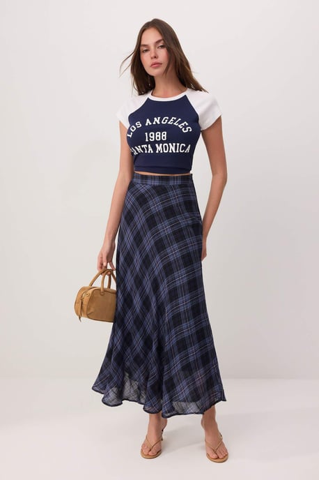 TRENDYOLMİLLA Damen Blau Kariert Maxi A-Linie Röcke - Image 1