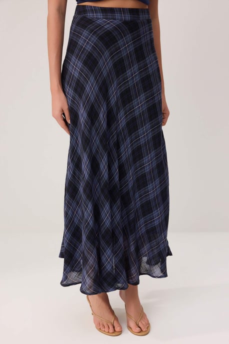 TRENDYOLMİLLA Damen Blau Kariert Maxi A-Linie Röcke - Image 2
