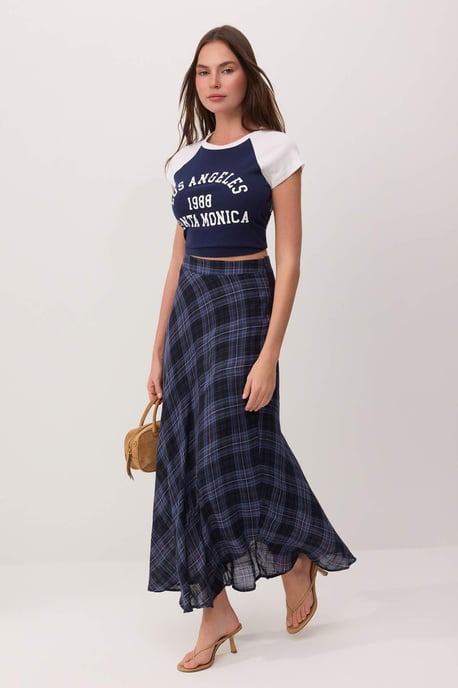 TRENDYOLMİLLA Damen Blau Kariert Maxi A-Linie Röcke - Image 4