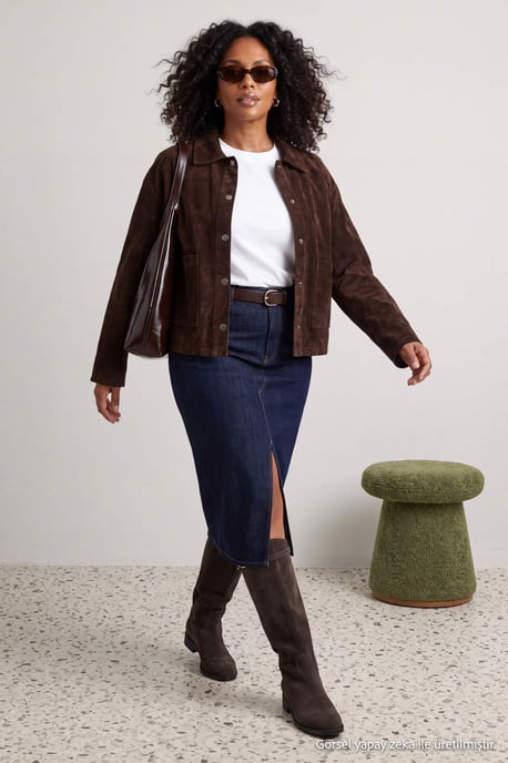 Trendyol Curve Damen Dunkelblau Einfarbig Maxi Bleistift Rock Große Größen Röcke - Image 6