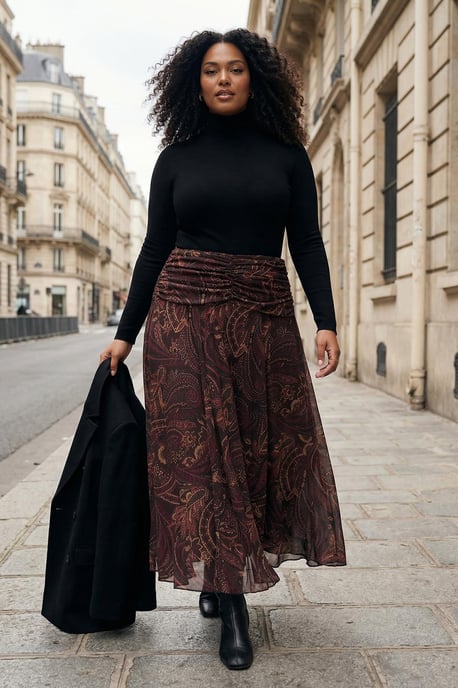 Trendyol Curve Damen Mehrfarbig Ethno-Muster Maxi Große Größen Röcke - Image 5