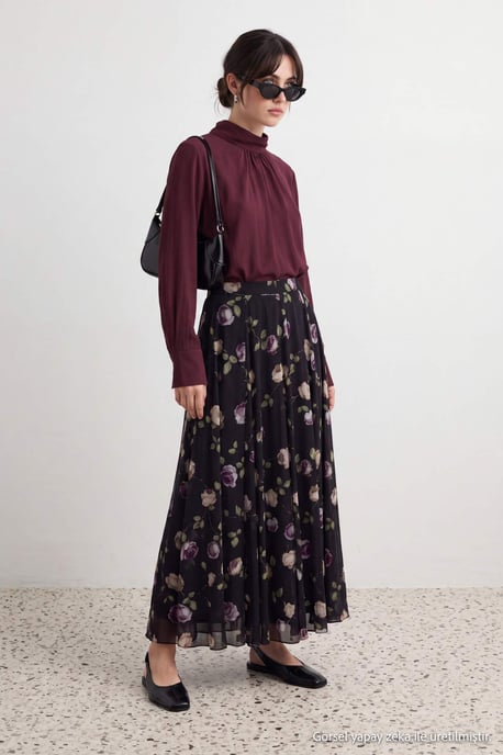 Trendyol Modest Damen Mehrfarbig Geblümt Maxi A-Linie Modest Röcke - Image 2