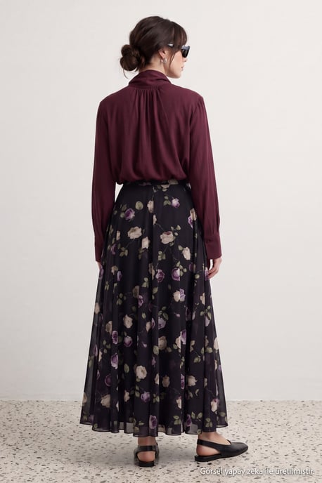Trendyol Modest Damen Mehrfarbig Geblümt Maxi A-Linie Modest Röcke - Image 3