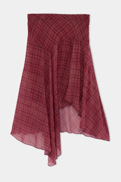 Trendyol Curve Damen Bordeaux Kariert Maxi Große Größen Röcke - Image 2