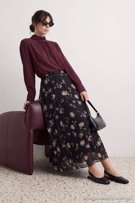 Trendyol Modest Damen Mehrfarbig Geblümt Maxi A-Linie Modest Röcke - Image 6