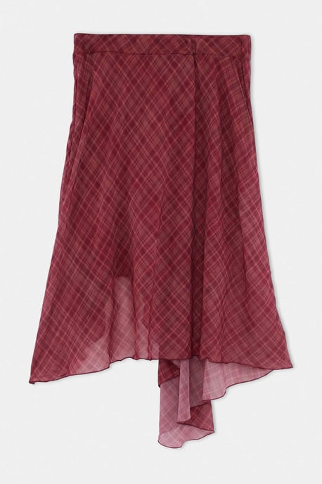 Trendyol Curve Damen Bordeaux Kariert Maxi Große Größen Röcke - Image 4