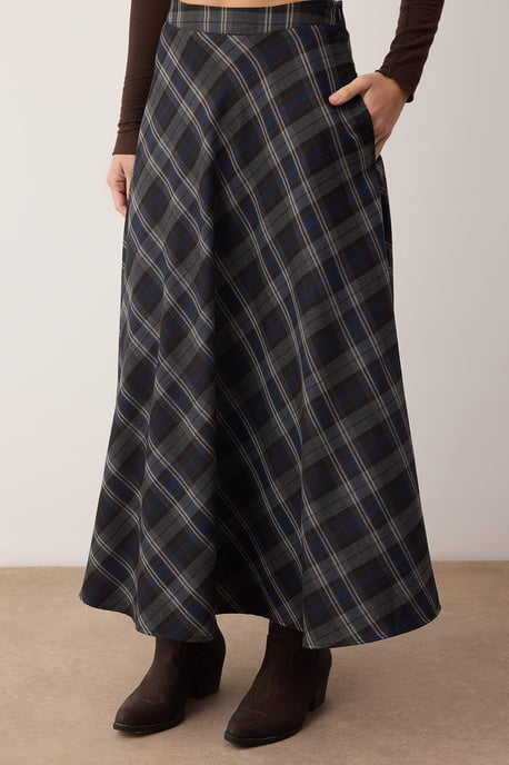 TRENDYOLMİLLA Damen Schwarz Kariert Maxi Skater Röcke - Image 2