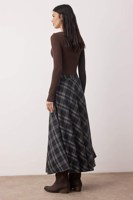 TRENDYOLMİLLA Damen Schwarz Kariert Maxi Skater Röcke - Image 3