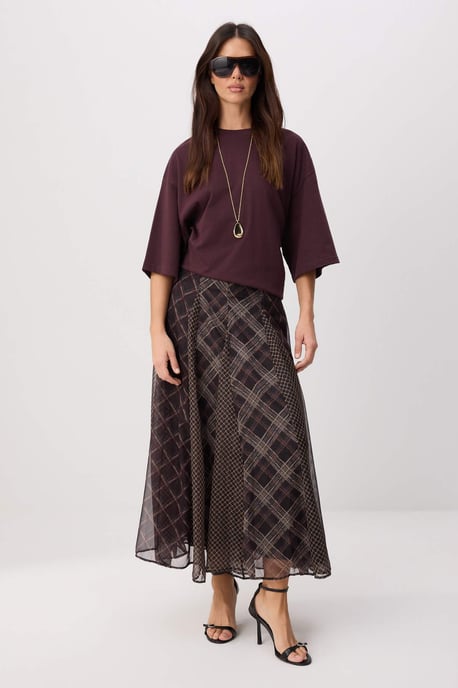 Trendyol Modest Damen Braun Kariert Maxi A-Linie Modest Röcke - Image 4