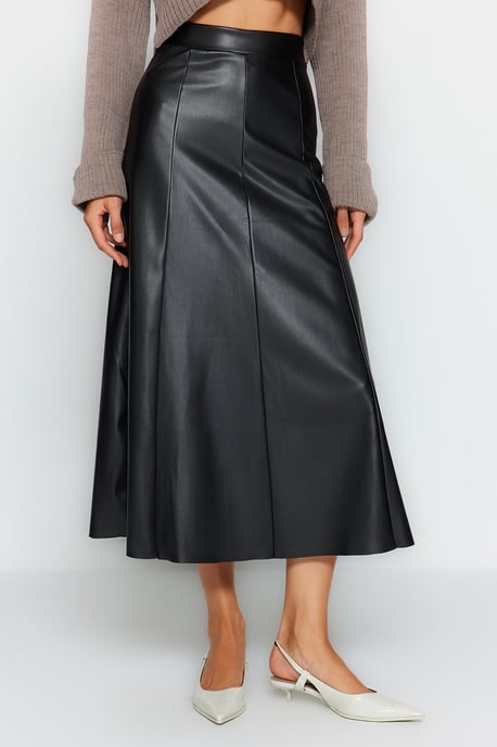 TRENDYOLMİLLA Damen Schwarz Einfarbig Maxi A-Linie A-Linie Röcke - Image 2