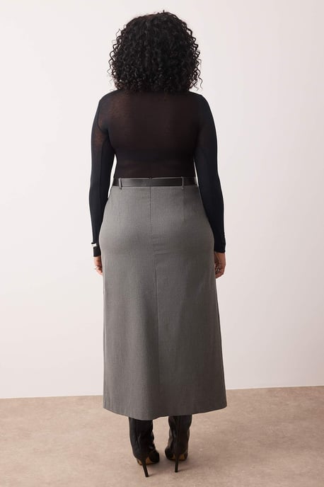 Trendyol Curve Damen Grau Einfarbig Maxi Große Größen Röcke - Image 3