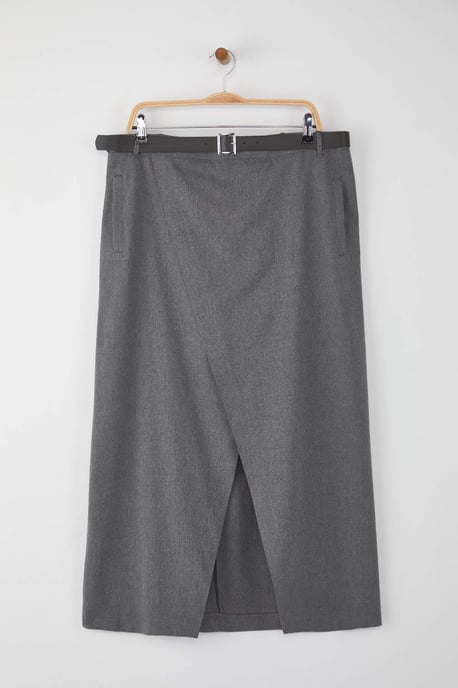 Trendyol Curve Damen Grau Einfarbig Maxi Große Größen Röcke - Image 4