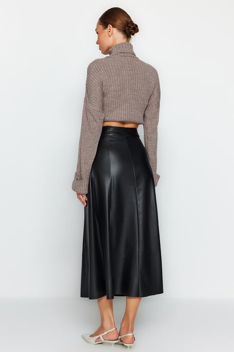 TRENDYOLMİLLA Damen Schwarz Einfarbig Maxi A-Linie A-Linie Röcke - Image 4