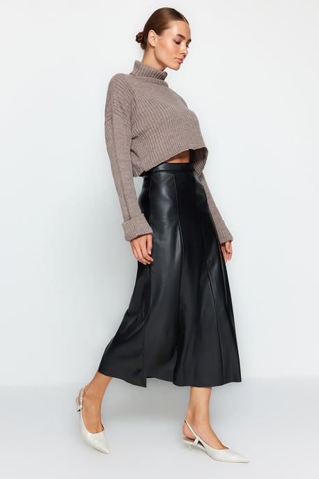 TRENDYOLMİLLA Damen Schwarz Einfarbig Maxi A-Linie A-Linie Röcke - Image 6