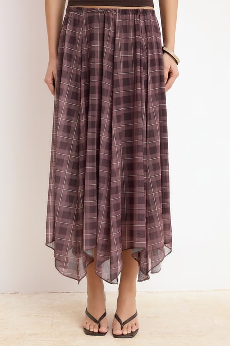 TRENDYOLMİLLA Damen Mehrfarbig Kariert Maxi Asymmetrisch Röcke - Image 2