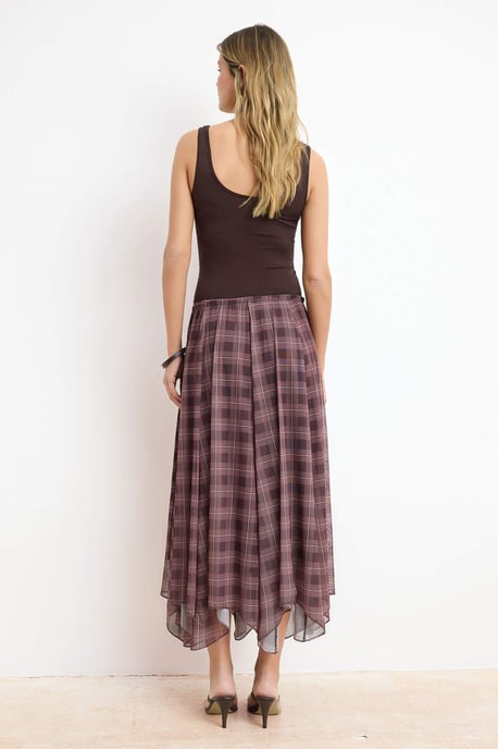 TRENDYOLMİLLA Damen Mehrfarbig Kariert Maxi Asymmetrisch Röcke - Image 3