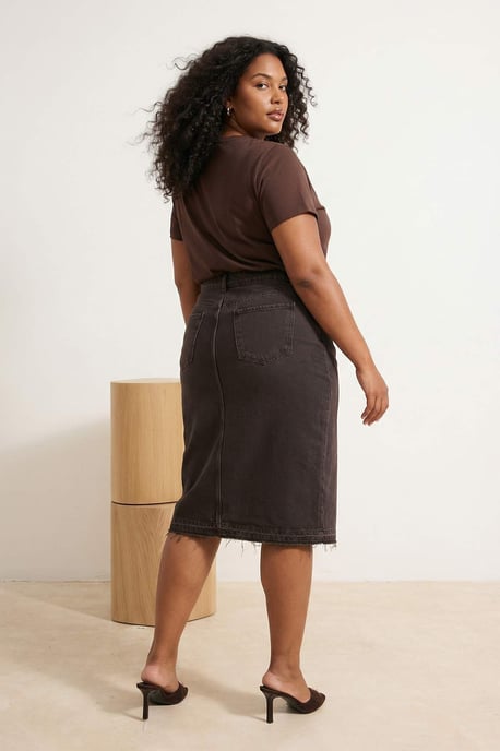 Trendyol Curve Damen Braun Einfarbig Maxi A-Linie A-Linie Große Größen Röcke - Image 5