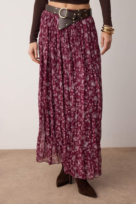 TRENDYOLMİLLA Damen Rosa Geblümt Maxi Skater Röcke - Image 3
