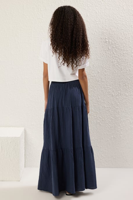 TRENDYOLMİLLA Damen Dunkelblau Einfarbig Maxi Skater Röcke - Image 3