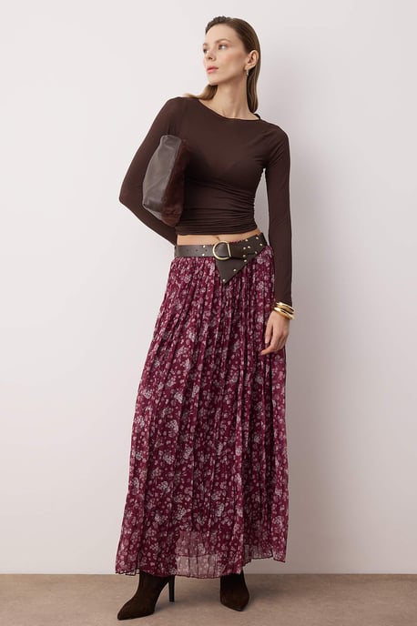 TRENDYOLMİLLA Damen Rosa Geblümt Maxi Skater Röcke - Image 6