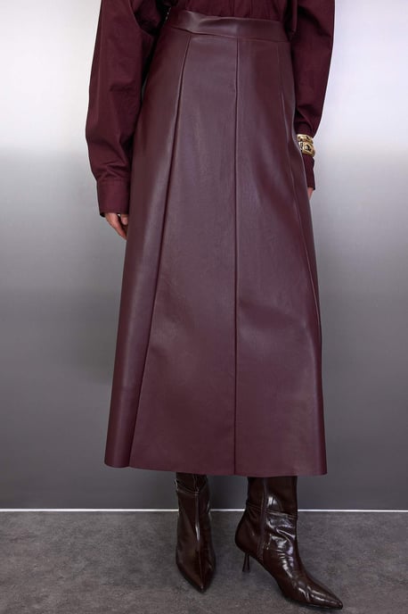 TRENDYOLMİLLA Damen Bordeaux Einfarbig Maxi A-Linie A-Linie Röcke - Image 2