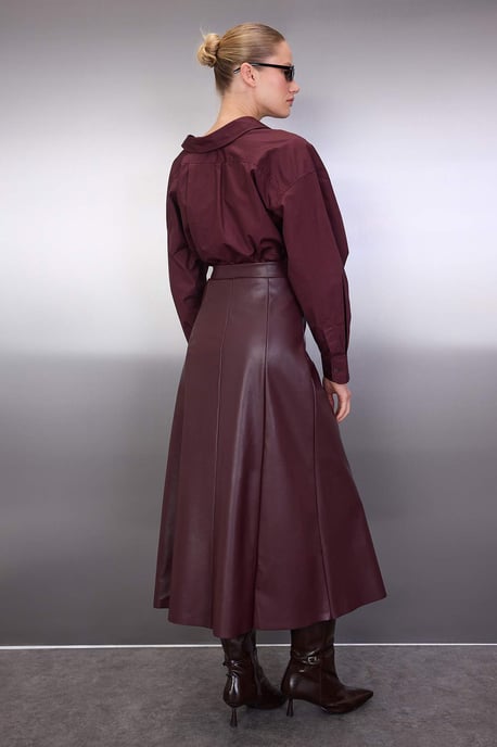 TRENDYOLMİLLA Damen Bordeaux Einfarbig Maxi A-Linie A-Linie Röcke - Image 3