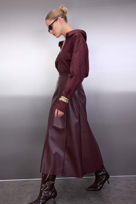 TRENDYOLMİLLA Damen Bordeaux Einfarbig Maxi A-Linie A-Linie Röcke - Image 4
