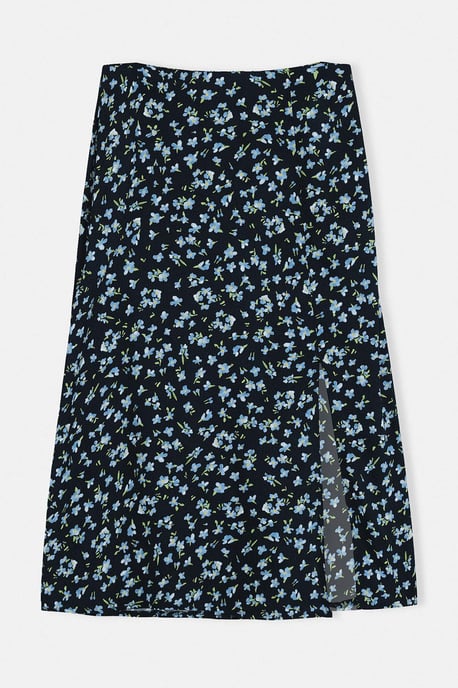 Trendyol Curve Damen Dunkelblau Gepunktet Midi A-Linie Große Größen Röcke - Image 1
