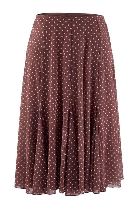 Trendyol Curve Damen Braun Gepunktet Midi Skater Große Größen Röcke - Image 3