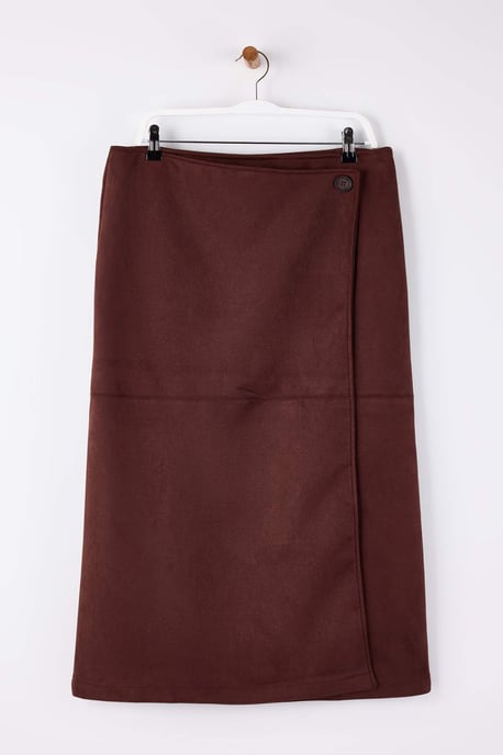 Trendyol Curve Damen Braun Einfarbig Midi Große Größen Röcke - Image 4