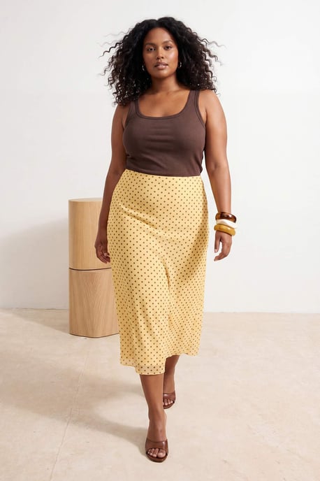 Trendyol Curve Damen Gelb Animal-Print Midi A-Linie Große Größen Röcke - Image 6