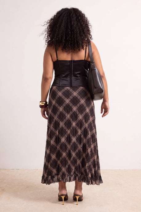Trendyol Curve Damen Mehrfarbig Kariert Midi Große Größen Röcke - Image 2