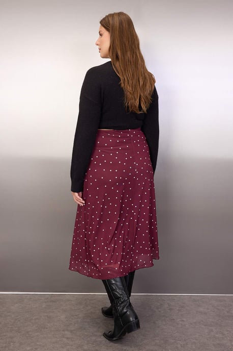 Trendyol Curve Damen Bordeaux Animal-Print Midi A-Linie Große Größen Röcke - Image 3